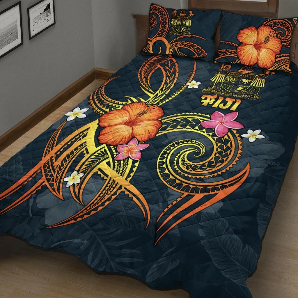Fiji Polynesian Quilt Bed Set - Legend of Fiji (Blue)