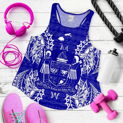 Fiji Polynesian Women Tank Top Map Blue