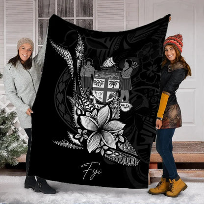 Fiji Premium Blanket - Fish With Plumeria Flowers Style