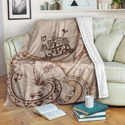 Fiji Premium Blanket - Hibiscus Flowers Vintage Style