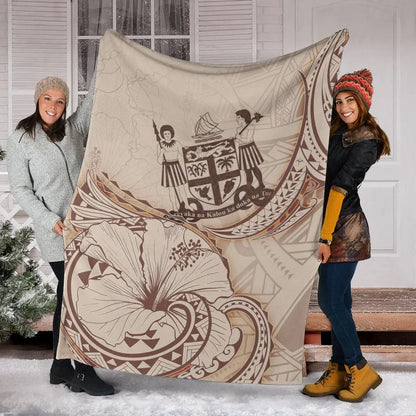Fiji Premium Blanket - Hibiscus Flowers Vintage Style