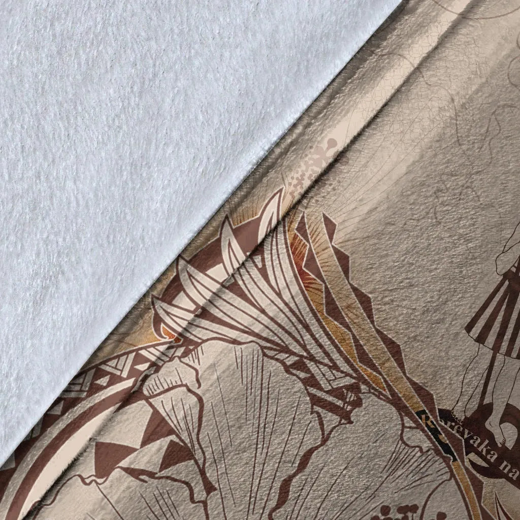 Fiji Premium Blanket - Hibiscus Flowers Vintage Style