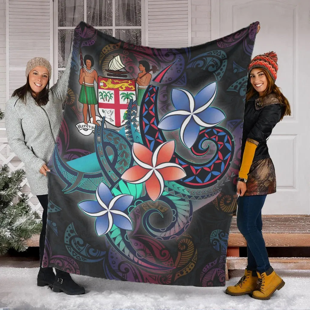 Fiji Premium Blanket - Plumeria Flowers Style