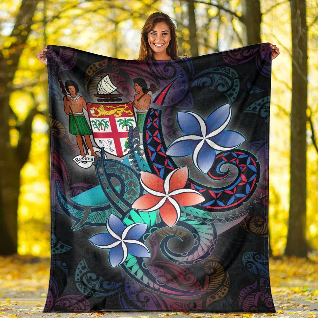 Fiji Premium Blanket - Plumeria Flowers Style