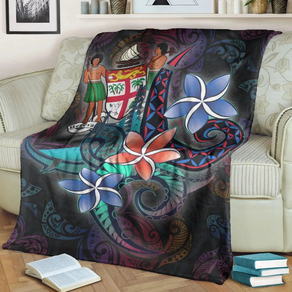 Fiji Premium Blanket - Plumeria Flowers Style