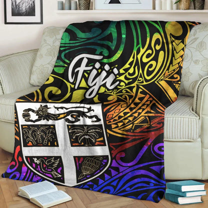 Fiji Premium Blanket - Rainbow Polynesian Pattern