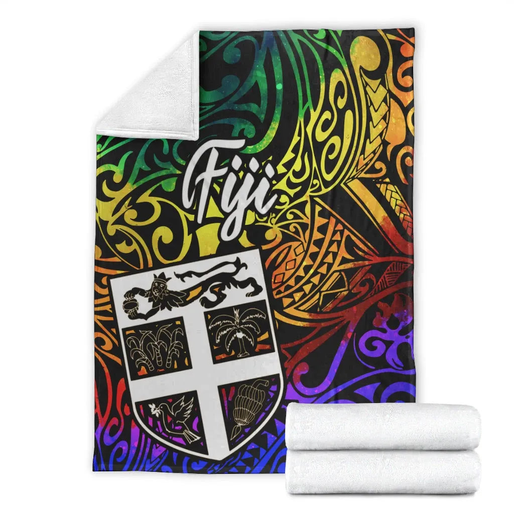 Fiji Premium Blanket - Rainbow Polynesian Pattern