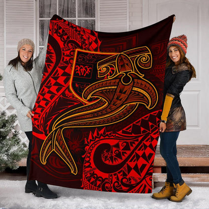 Fiji Premium Blanket  - Red Shark Polynesian Tattoo