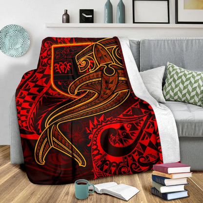 Fiji Premium Blanket  - Red Shark Polynesian Tattoo