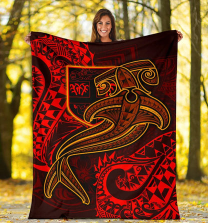 Fiji Premium Blanket  - Red Shark Polynesian Tattoo