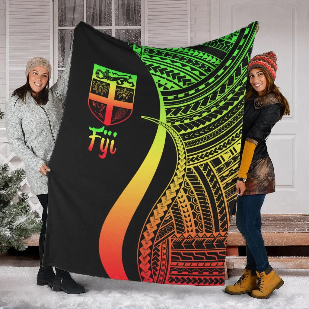 Fiji Premium Blanket - Reggae Polynesian Tentacle Tribal Pattern