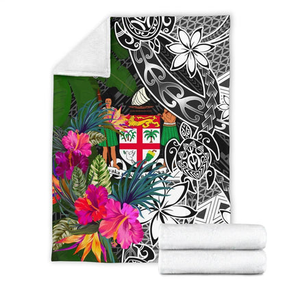 Fiji Premium Blanket - Turtle Plumeria Banana Leaf Crest