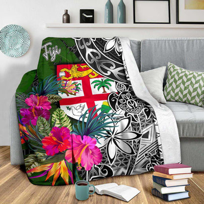 Fiji Premium Blanket - Turtle Plumeria Banana Leaf