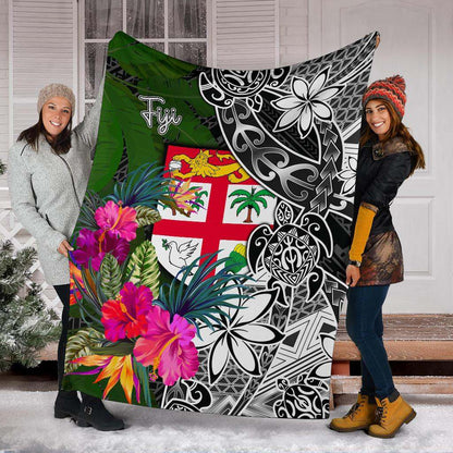 Fiji Premium Blanket - Turtle Plumeria Banana Leaf