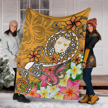 Fiji Premium Blanket  - Turtle Plumeria (Gold)