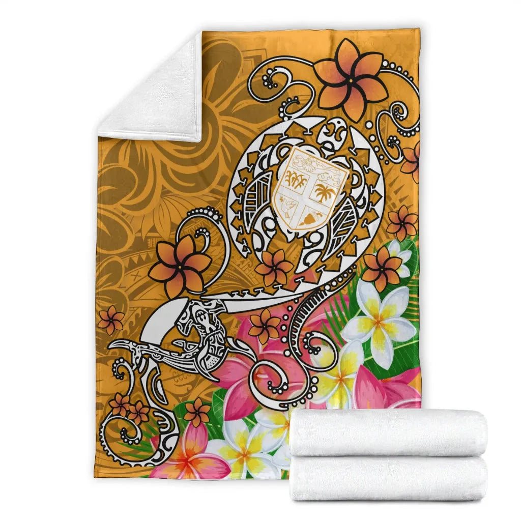 Fiji Premium Blanket  - Turtle Plumeria (Gold)