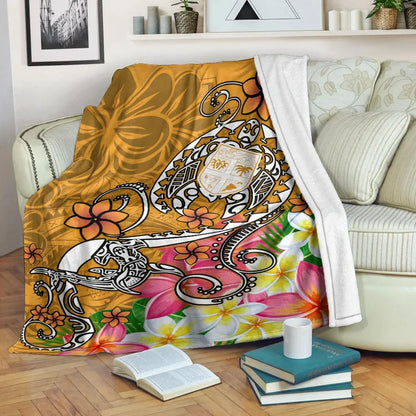 Fiji Premium Blanket  - Turtle Plumeria (Gold)