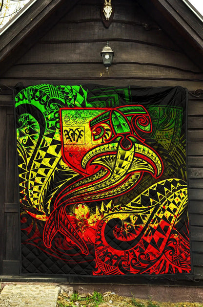 Fiji Premium Quilt - Reggae Shark Polynesian Tattoo