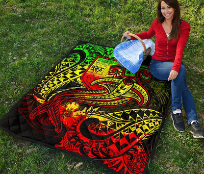 Fiji Premium Quilt - Reggae Shark Polynesian Tattoo