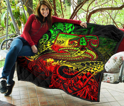 Fiji Premium Quilt - Reggae Shark Polynesian Tattoo