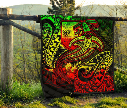 Fiji Premium Quilt - Reggae Shark Polynesian Tattoo
