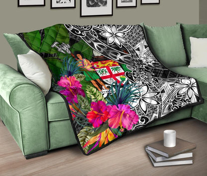 Fiji Premium Quilt - Turtle Plumeria Banana Leaf Crest