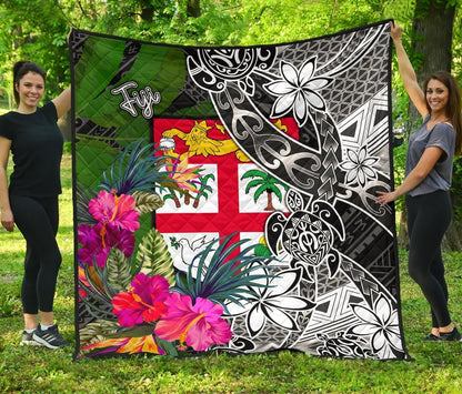 Fiji Premium Quilt - Turtle Plumeria Banana Leaf