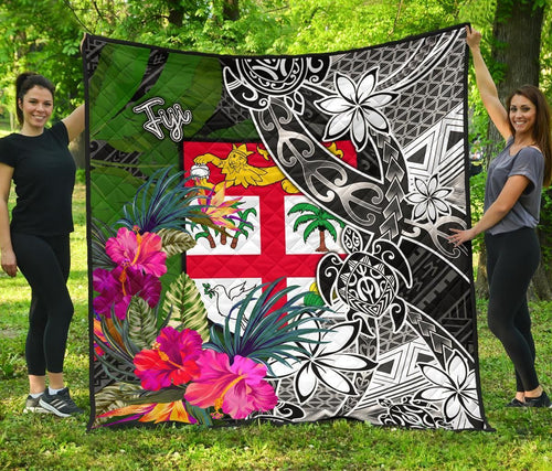 Fiji Premium Quilt - Turtle Plumeria Banana Leaf