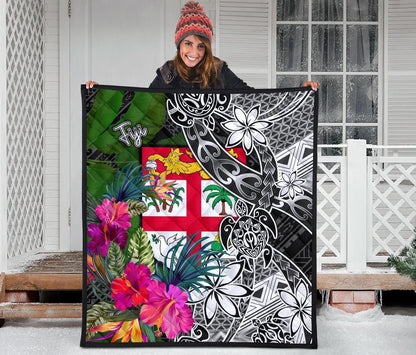 Fiji Premium Quilt - Turtle Plumeria Banana Leaf
