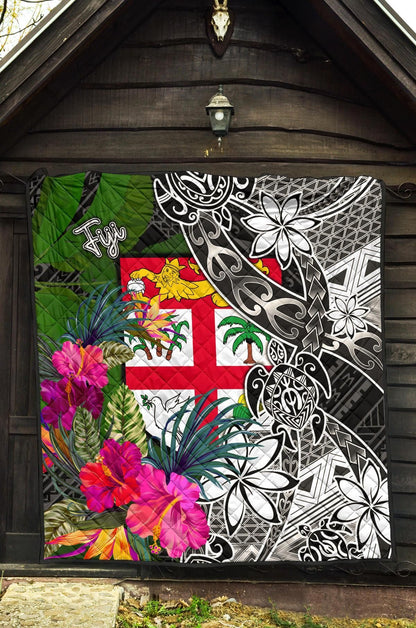 Fiji Premium Quilt - Turtle Plumeria Banana Leaf