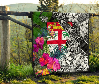 Fiji Premium Quilt - Turtle Plumeria Banana Leaf