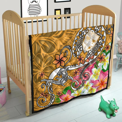 Fiji Premium Quilt  - Turtle Plumeria (Gold)