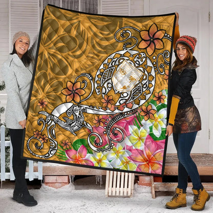 Fiji Premium Quilt  - Turtle Plumeria (Gold)