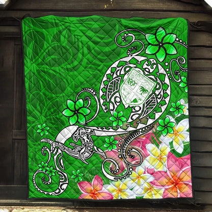 Fiji Premium Quilt  - Turtle Plumeria (Green)