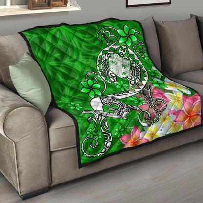 Fiji Premium Quilt  - Turtle Plumeria (Green)