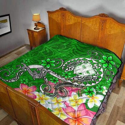Fiji Premium Quilt  - Turtle Plumeria (Green)