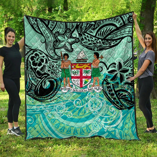 Fiji Premium Quilt - Vintage Floral Pattern Green Color