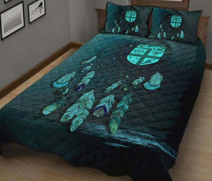 Fiji Polynesian Quilt Bed Set Dreamcatcher Blue