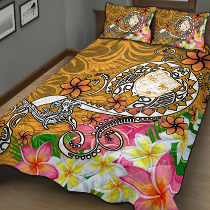 Fiji Quilt Bed Set - Turtle Plumeria (Gold)
