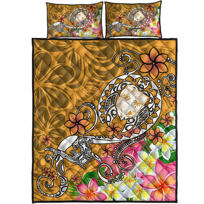 Fiji Quilt Bed Set - Turtle Plumeria (Gold)