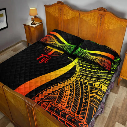 Fiji Quilt Bed Set - Reggae Polynesian Tentacle Tribal Pattern
