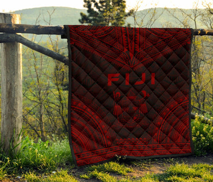 Fiji Premium Quilt - Fiji Coat Of Arms Polynesian Chief Red Version