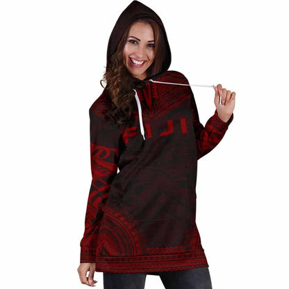 Fiji Female Hoodie Dress - Polynesian Red Chief
