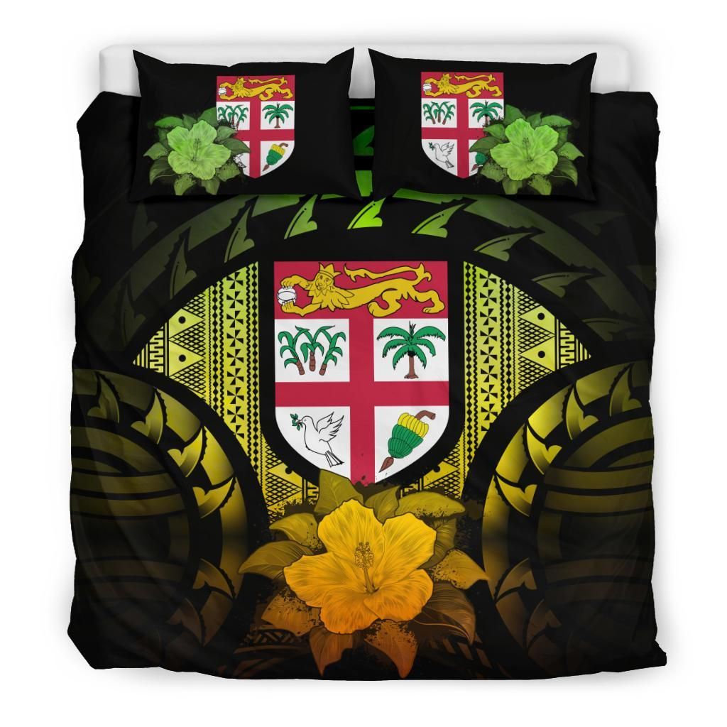 Fiji Duvet Cover Set - Fiji Flag & Reggae Hibiscus
