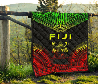 Fiji Premium Quilt - Fiji Coat Of Arms Polynesian Chief Reggae Version