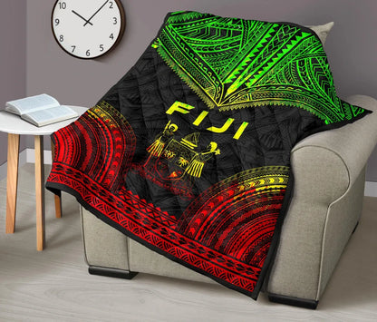 Fiji Premium Quilt - Fiji Coat Of Arms Polynesian Chief Reggae Version