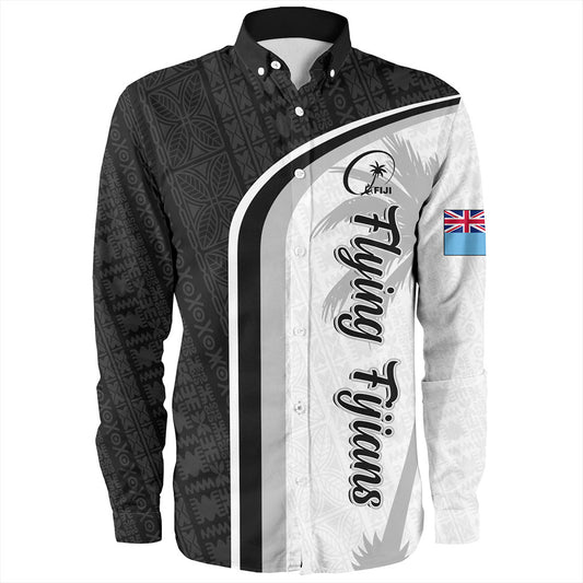 Fiji Long Sleeve Shirt Rugby Masi Flying Fijians Style