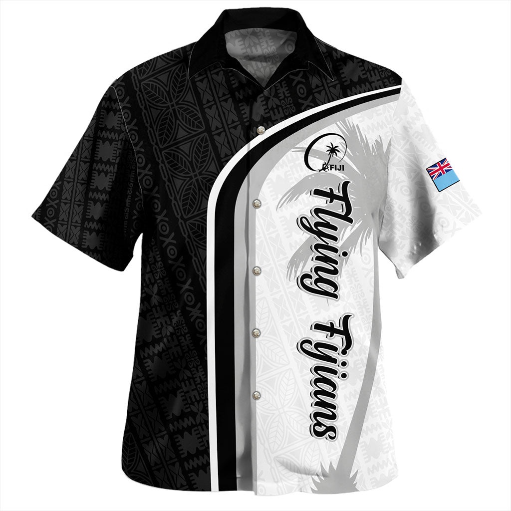 Fiji Hawaiian Shirt Rugby Masi Flying Fijians Fabric Leaves