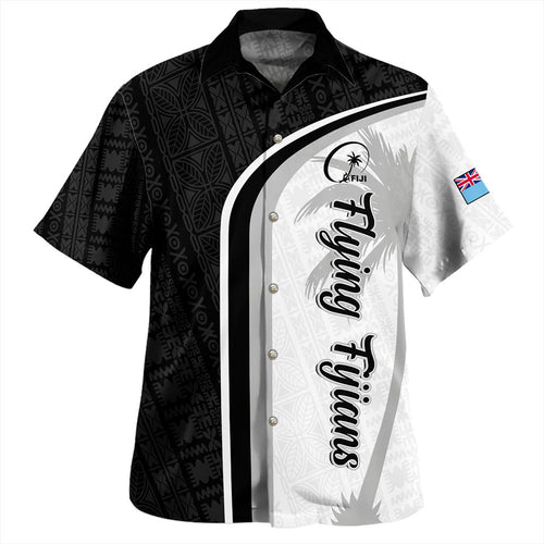 Fiji Hawaiian Shirt Rugby Masi Flying Fijians Fabric Leaves