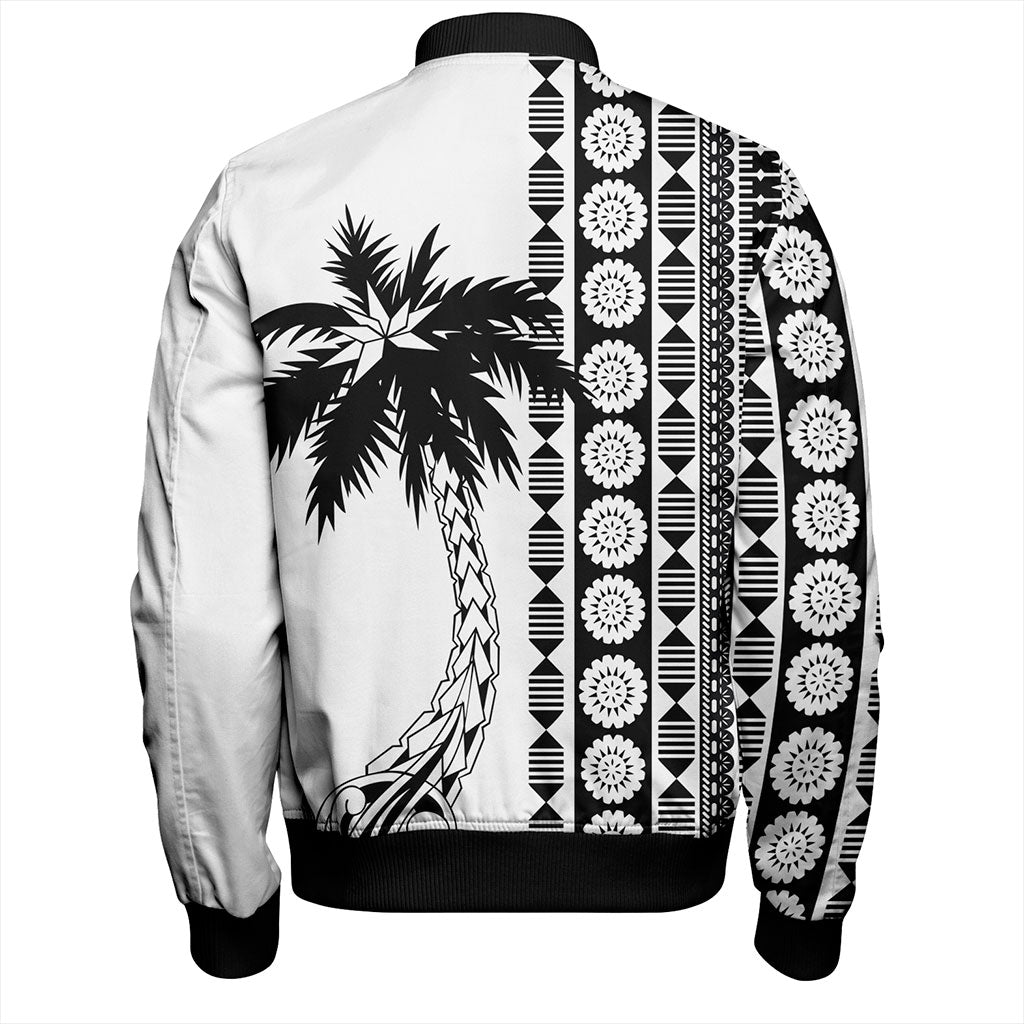 Fiji Bomber Jacket Rugby Pattern Tattoo Coconut